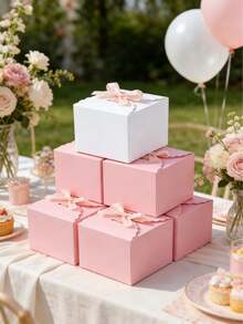 10 Elegant Bow Gift Boxes, Birthday Party Gift Boxes, Wedding Gift Boxes, Bridal Shower Wedding Guest Gifts, Theme Party Desktop Decoration, Holiday Home Party Kitchen Packaging Supplies, Birthday Gifts, Graduation Ceremony - multicolor - View 11