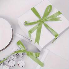 1pc 22cm/8.66inch Sage Green Satin Ribbon, Multiple Sizes Available:1cm/1.5cm/2cm/2.5cm/4cm/5cm, Silk-Like Satin Ribbon, Morandi Color, Handmade Ribbon For Wedding Bouquet Packaging, Fade-Resistant, Anti-Static, DIY Hair Accessory Material - sage green - View 7