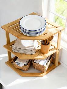 1 PC 3 Tier Corner Shelf Space Saving Sturdy Durable Easy Clean Quick Assembly Multipurpose Storage Rack Organizer For Kitchen Pantry Countertop Cabinet Organization Must Have Home Decor Gift - multicolor - View 4