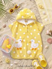 Cozy Pixies Baby Girl Polka Dot Duck Pattern One-Piece Swimsuit Suitable For Summer Vacation Beach - Yellow - View 10