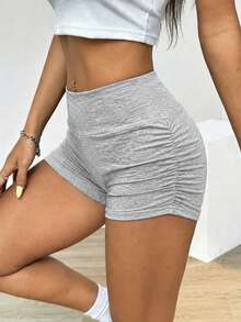 SHEIN EZwear 2件組女款休閒極簡純色百褶單車短褲，適合夏季單車、瑜伽運動、秋季短褲，適用日常通勤、聚會、秋冬春夏、聖誕節、新年、感恩節、派對、婚禮、海灘、畢業典禮、優雅、外出、約會、通勤、情人節、優雅、度假、Y2K - 彩色 - 查看 10