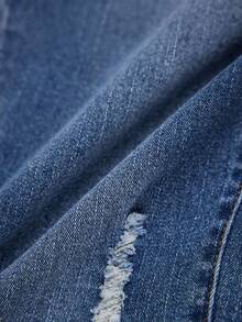 EMERY ROSE Plus Size Skinny Washed Distressed Denim Jeans - Medium Wash - View 4