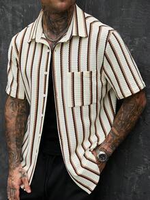 SLATEMANN Camisa de manga corta de punto jacquard de unicolor para hombre - Multicolor - Ver 5
