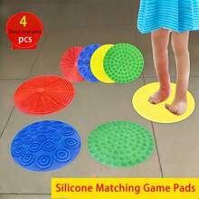 4 Paket Alas Sensorik Silikon Bertekstur Warna-warni, Bantalan Taktil Multi-Sensorik 18cm, Papan Permainan Lantai Bertekstur Sentuhan Tangan & Kaki, Alas Bermain Sensorik Portabel untuk Penggunaan di Rumah dan Perjalanan - MultiWarna - View 7