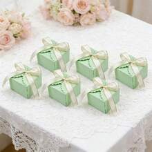 25 pièces Petites boîtes en papier à thème printanier pour bonbons et friandises avec ruban, boîtes cadeaux en papier pour biscuits, fournitures de fête pour anniversaire et mariage - multicolore - Voir 8