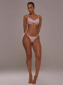 MUSERA Pink Polka Dot Lace Trim Edge Underwired Bust Bra - Pink - View 5