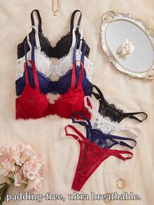 Crystal Vow 8pcs Sexy Lace Bra Set - Multicolor - View 8
