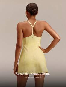 GLOWMODE FeatherFit™-Air Elevate A-Line Built-In Peekaboo Short Pocket Mini Slip Dress Low Impact Daily Summer Quick Dry Moisture Wicking - French Vanilla - View 3