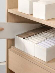 White Foldable Storage Box Fabric Closet Organizer Drawer Divider For Clothes Underwear Bras Socks Lingerie Dark Gray Space Saving Wardrobe Storage Home Decor Dorm Room Essential Household Gift - White - View 1