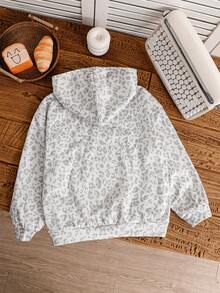 Tween Girl Casual Daily Fashion Leopard Pony Print Autumn Sweatshirt - Grey - View 5