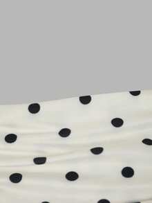 Tween Girl) Dress, Off-Shoulder, Polka Dot, Black White Polka Dot, Elegant, Casual, Vacation Party Autumn - Apricot - View 7