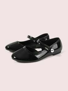 CUCCOO DOLLMOD Elegante Damen-Mary-Janes für Frühling und Sommer, neu, mit runder Zehenpartie, flacher Sohle, seitlich offen, niedrigem, Perlen und Lackleder, Hochzeitsschuhe - Schwarz - Übersicht 2