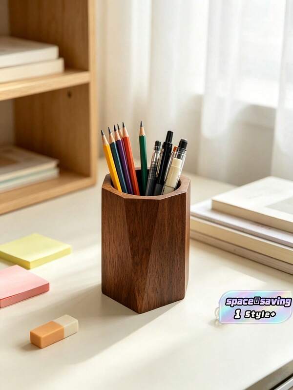 1PC SolidWood NaturalFinish MultiFunctional DeskOrganizer PenHolder StorageBox TidyUp SpaceSaving Durable DesktopDecor OfficeStudy Home BackToSchool GiftForColleague