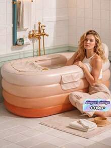 1pc Adult Portable Inflatable Bathtub With Foot Pump - Easy To Inflate And Drain, Suitable For Home Spa, Hot/Ice Bath, Foldable For Storage - Perfect Gift - A - View 1