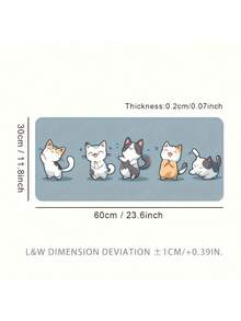 1pc Large NonSlip Rubber Precision Locking Edge Durable Playful Cartoon Cat Dance Blue Desk Mat Gaming Mouse Pad Office Home Computer Setup Cat Lover Gift Large Desk Mat NonSlip Mouse Pad - multicolor - View 8