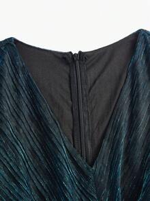 ZEYLAH V-Neck Ruched Waist Maxi Dress, Autumn/Winter - Teal Blue - View 3