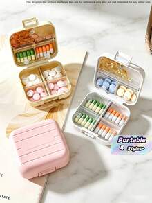 Portable Travel Mini Pill Box, Small Pill Box Weekly Pill Organizer For Travel, 7-Day Pill Box Organizer, 7 Compartment Pill Box, Waterproof And Moisture Resistant Pill Organizer, Travel Pill Box Dispenser, Fish Oil, Supplement Medication Organizer - Multicolor 2 - View 1
