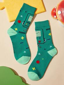 ADVENTURE TIME X SHEIN 2 Pairs/Set, Women's Cartoon Pattern Tube Socks, Gift Package - color mixing - View 6