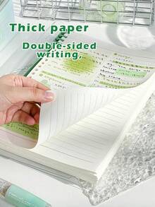 1PC/360page- B5 Clear Soft Leather BulkNotebook, With Perforated Pages,B5 Loose-LeafNotebook With Thick Coil , Light Green Light Blue Milky White,Smooth Writing Paper Binder - Velvet TexturedCover,School Supplies,Back To School - multicolor - View 2