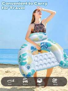 1 Set Thickened Adult Pvc Inflatable Pool Float - Fruit Design Floating Mat, Pool Hammock. Suitable For Adult Pool, Beach And Other Water Activities. Multi-Functional Pvc Pool Float, Combining Lounge Chair And Drifting Functions, Ideal Choice For - Maple Leaf Style - View 6