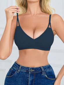 SHEIN 女款無縫內衣，1件 - 藏蓝色 - 查看 7
