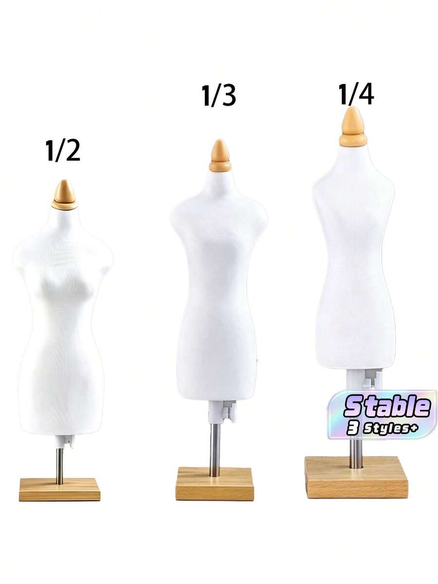 1 Mini Mannequin Sewing Teaching Prop With Square Base For Clothing Display - Beige - View 1