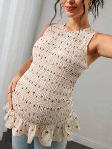 SHEIN Women's Printed Elegant Maternity Cute Camisole Tank Top Photoshoot White Summer - Multicolor - View 1