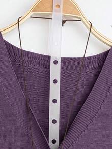 EMERY ROSE Plus Size Women's Solid Color Single-Breasted Casual Daily Knit Vest - Mauve Purple - View 5