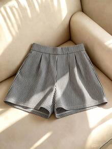 GlowEve CURVE Women's Striped Camisole Top And Shorts Casual Daily Set - Black and White - View 4