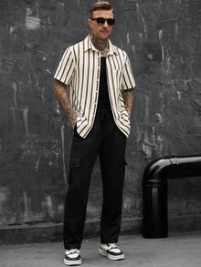 SLATEMANN Camisa de manga corta de punto jacquard de unicolor para hombre - Multicolor - Ver 6