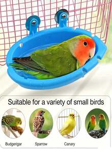 1 Stück Vogelbad für Papageienkäfig - Hängende Badewanne Vogelbad, Papageien-Badebox, Vogelkäfig-Zubehör Badebedarf, tragbare Papageien-Bade- und Fütterungsschale - A - Übersicht 2