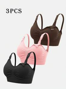 SHEIN 女款 2026 熱銷時尚舒適極簡純色高 CP 值高品質無縫孕婦哺乳內衣 3 件組 - 彩色 - 查看 4
