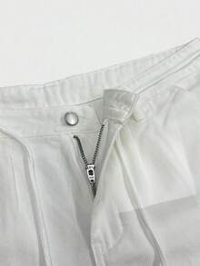 STEELVANCE 男士夏季白色丹寧休閒百搭寬腿短褲 - 白色 - 查看 7