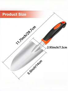 1PC Small Size Stainless Steel Heavy Duty Ergonomic Rustproof With Blade For Digging Planting Weeding Orange Garden Trowel Hand Shovel Outdoor Gardening Essential - A - View 2