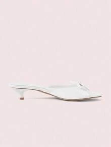 CUCCOO DOLLMOD Women's Shoes, Summer Gentle Style Sweet Style, White, Bow Stiletto, Slippers Kitten Heels - White - View 8