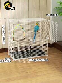 1pc Large Bird Cage Wrought Iron Indoor Aviary For Parakeet Budgie Cockatiel Conure Lovebird Finch Canary With Rolling Stand Removable Tray Easy Assembly Durable Rust Resistant 4 Wheels Pet Villa Home Use Gift - Assembled Version - View 5