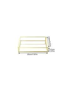 Luxury Gold Octagon Mirror Glass Vanity Tray For Cosmetic Perfume Storage, Retro Hex Embossed Glass Coasters With Golden Brass Edging, Anti-Slip Dining Table Trinket Mats. - gold - View 11