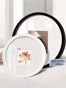 1PC Round Wooden Scandinavian Style Wall Mounted Handmade Decorative Picture Photo Frame For Home Office Wall Art Display Valentine Easter Mother Day Birthday Graduation Gift - multicolor - View 1