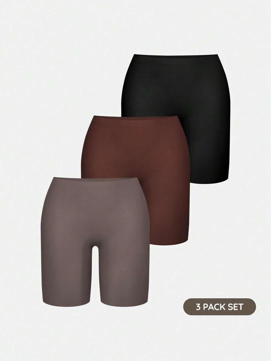 SHEIN 3pcs High Waist Solid Color Shorts For Women - Multicolor - View 1