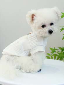 PETSIN 1 Piece Of Universal Clothing For Cats, Dogs, And Pets, Casual And Comfortable Early Autumn Knitwear Vest, Suitable For Home Leisure And Outdoor Strolling - White - View 8