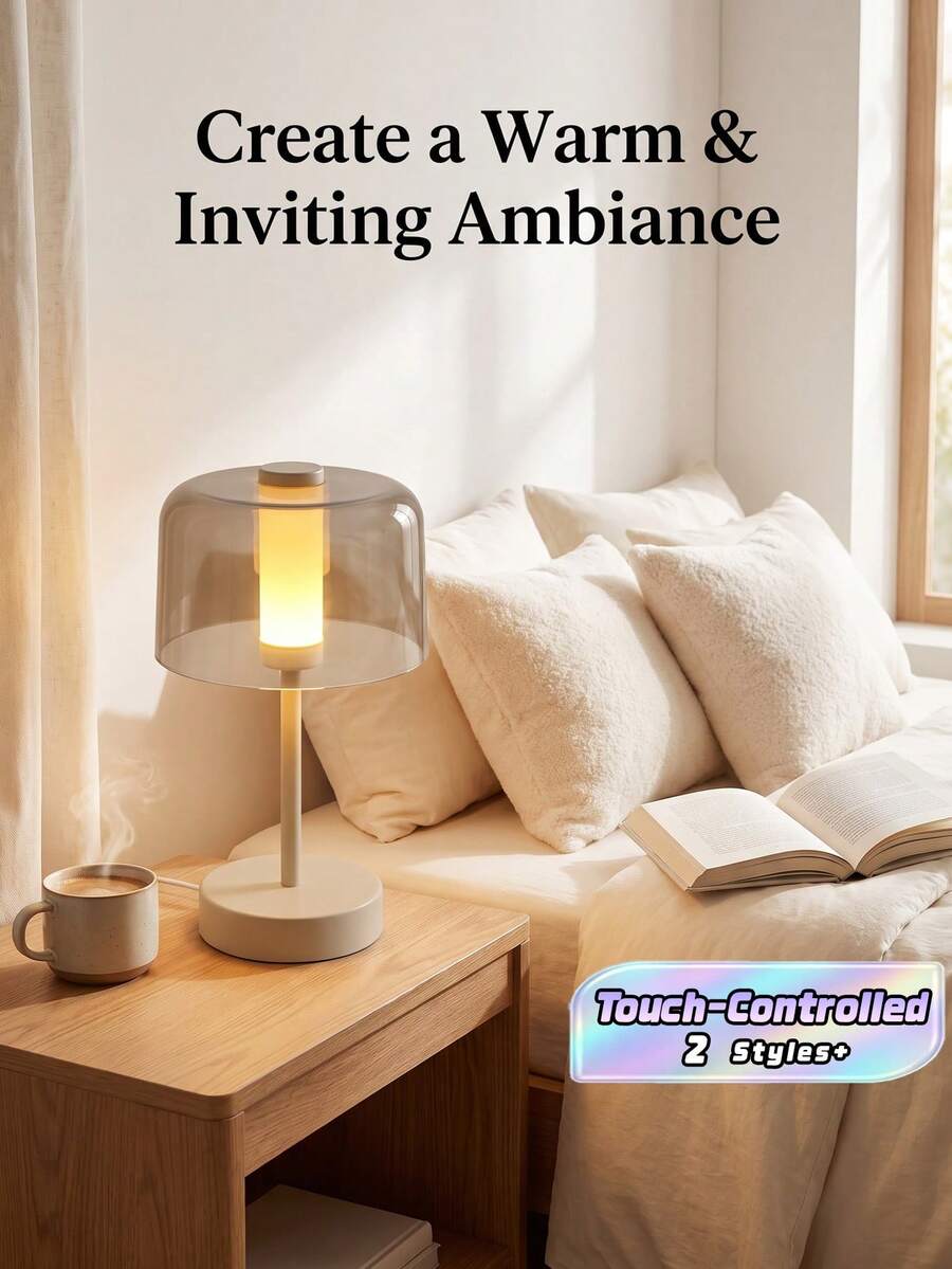 1 Piece Usb Rechargeable Office Decorative Lamp, Acrylic Lampshade, Eye-Friendly Led Lighting With Touch Control And Three Adjustable, Dining Table, Bar, Bedside Table, Camping, Office, Dorm Room, Kitchen, Living Room, - tricolor - View 1