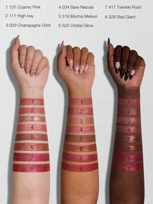 SHEGLAM Stardust Swipe أحمر شفاه سائل بلمعة جليتر-525 Orbital Glow ملمع شفاه لمعة جليتر فورية لمسة نهائية مطفية طويلة الأمد مقاوم للانتقال ومقاوم للتلطيخ ماركة تجميل ومكياج للنساء والفتيات - 525 Orbital Glow - مشاهدة 7