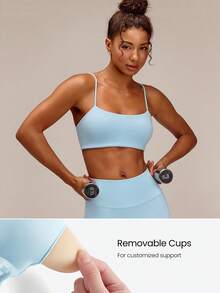 GLOWMODE Bra Olahraga Ultra Halus, Lembut, Tanpa Jahitan, dan Sederhana dengan Tali Bahu Ultra Tipis & Bantalan yang Dapat Dilepas, Cocok untuk Latihan, Olahraga, Gym, Kebugaran, dan Aktivitas Harian. - Baby Blue - View 3