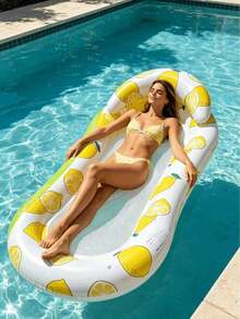 1pc Lemon & Watermelon Inflatable Pool Float, Pvc Material, Portable Floating Bed For Summer Leisure Vacation, Suitable For Pool Party, Pump Sold Separately - Multiple Styles - View 3
