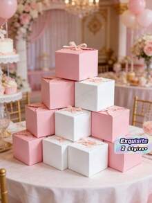 10 Elegant Bow Gift Boxes, Birthday Party Gift Boxes, Wedding Gift Boxes, Bridal Shower Wedding Guest Gifts, Theme Party Desktop Decoration, Holiday Home Party Kitchen Packaging Supplies, Birthday Gifts, Graduation Ceremony - multicolor - View 2