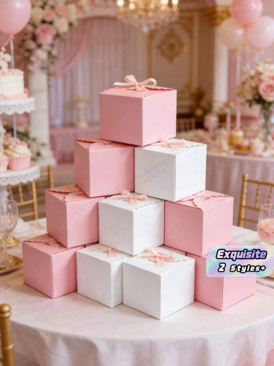 10 Elegant Bow Gift Boxes, Birthday Party Gift Boxes, Wedding Gift Boxes, Bridal Shower Wedding Guest Gifts, Theme Party Desktop Decoration, Holiday Home Party Kitchen Packaging Supplies, Birthday Gifts, Graduation Ceremony