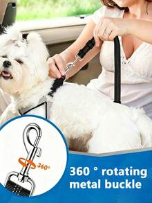1Pc Adjustable Dual Dog Car Seat Belt, Elastic Retractable Pet Vehicle Safety Leash, Shock Absorbing Travel Restraint For Two Dogs Driving Trip - Multicolor - View 2