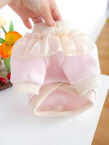PETSIN 1pc Cat And Dog Universal Clothing, Embroidered Cupcake Lace Ruffle Collar Pet Hoodie, Suitable For Daily Walks, Home Wear, Sweet Cake Style Pet Photos - Pink - View 8