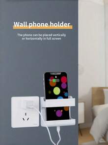 1PC Durable Adhesive Wall Mounted No Drill Phone Charging Stand Remote Control Organizer Box With Horizontal Viewing Slot Multifunctional Storage Rack For Bedroom Living Room Office Home Space Saving Easy Install Sturdy Must Have - multicolor - View 5
