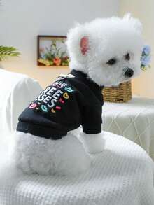 PETSIN 1pc Cat And Dog Universal Clothing, Embroidered Pet Cardigan Sweatshirt, Comfortable Casual Sportswear For Spring And Autumn - Black - View 7